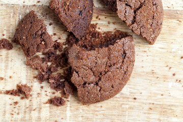 chocolate cookies on a wooden table