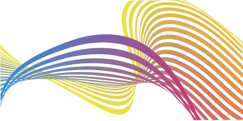 Wavy lines or ribbons. Multicolored striped gradient. Creative unusual background with abstract gradient wave lines for creating trendy banner, poster. Vector eps