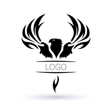Eagle, bird logo. Vector logo template. Monochrome illustration.
