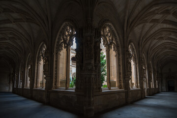 Fototapeta na wymiar Toledo, Spain, October 2019 - view of the cloister at Monastery of San Juan de los Reyes