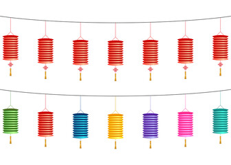 Chinese Paper Lanterns. Colorful Decoration for Chinese New Year and Lantern Festival.