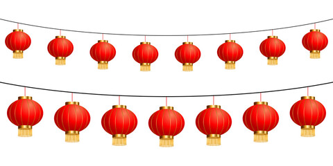 Red Paper Lanterns. Asian Traditional Decoration.