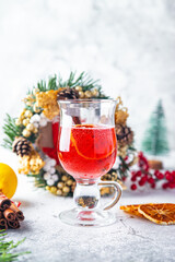 sparkling mulled wine christmas holiday cocktail party grog wine spices drink sweet dessert copy...