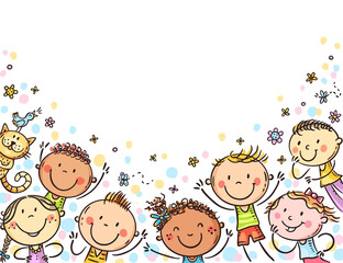 Background cartoon kids with a copy space