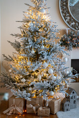 Presents and Gifts under Christmas Tree, Winter Holiday Concept