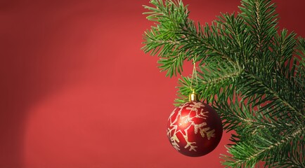 Christmas glass ball ornaments at a Christmas market. Holiday shopping.