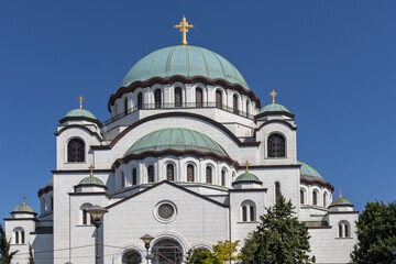 Fototapeta na wymiar Cathedral Church of Saint Sava at the center of city of Belgrade, Serbia