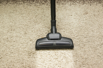 Vacuum cleaner brush, cleaning the carpet from dirt and dust, clean strip on the carpet after...