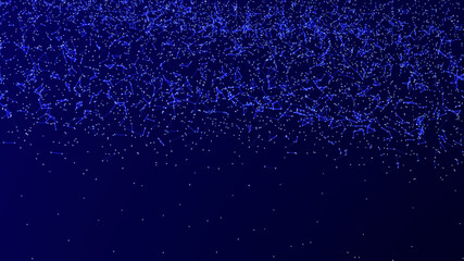 Structure of connected lines and dots. Wireframe polygonal elements on a dark background. Science and technology. 3d