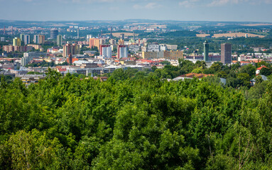 Fototapeta na wymiar View of Ostrava from the artificial hill known as The Ema Heap
