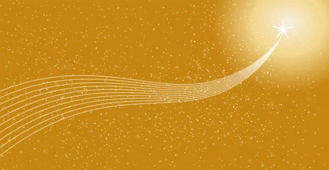 Foto op Plexiglas bannière-étoile filante sur fond doré lumineux © Nathalie Bosansky