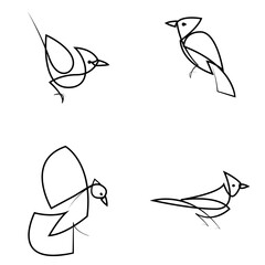 One line birds set. Hand drawn minimalism style vector illustration