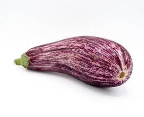 whole eggplant with veins isolated on light background