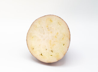 piece of cut veined eggplant isolated on light background