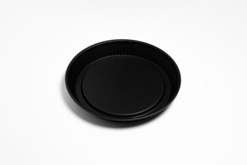 Metal baking dish isolated on white background.High resolution photo.Top view. Mock-up.