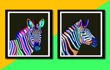 new collection zebra pop art portrait style ready to print