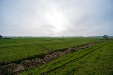 Landscape picture of a ditch and farmlands