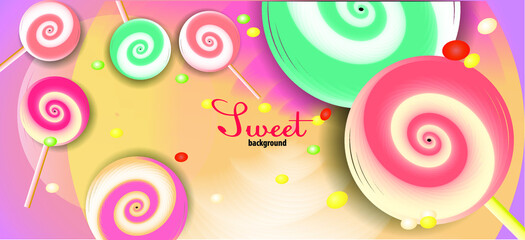 Obraz premium Vector background with sweets in pastel colors