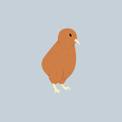 Cute baby animal Kiwi bird, hand vector drawing.