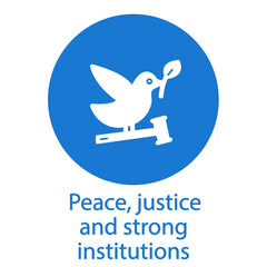 Peace, Justice and Strong Institutions Icon - Goal 16 out of 17 Sustainable Development Goals set by the United Nations General Assembly, Agenda 2030. Vector illustration EPS 10, editable