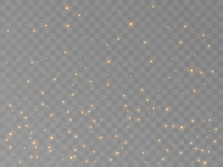 Sparkling golden glitter effect. Shiny background decorative element isolated on transparent background.