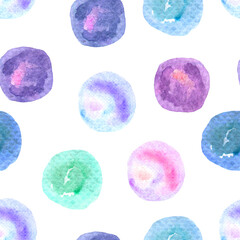 Seamless pattern of circles, watercolor stains, soap bubbles on a light purple background. wallpaper, wrapping paper.