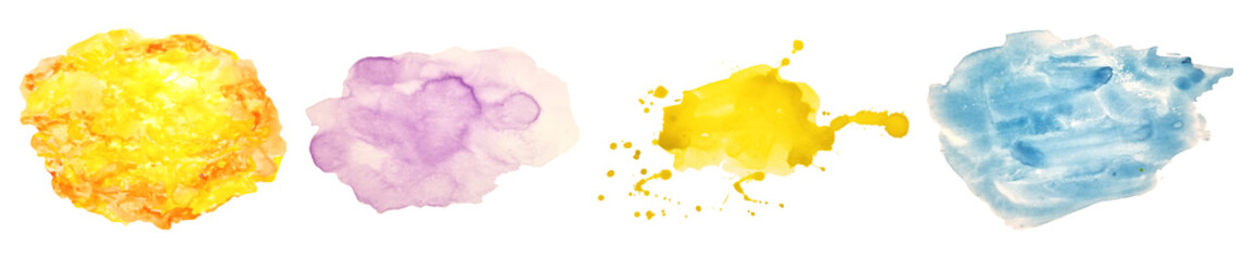 Set of watercolor, abstract stain patterns for design