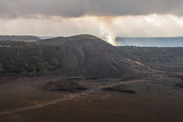 View of Kilauea Iki Crater in Volcanoes National Park on the Big Island, Hawaii