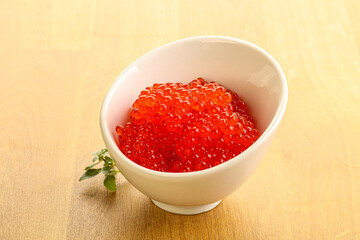 Red caviar in the bowl