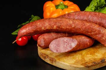 Natural meat sausages with minced meat