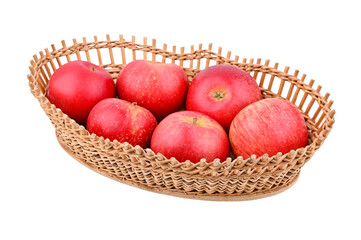 Red apple in wattled basket