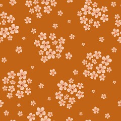 Seamless vintage pattern abstract. an ornament of white flowers on a terracotta background. vector texture. trend print for textiles, wallpaper and packaging.
