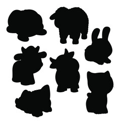 Silhouettes, wild and pet animals. Vector.