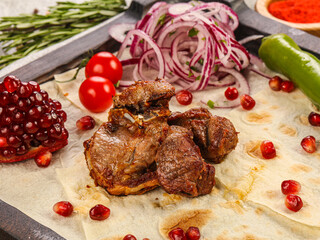 Caucasian traditional Lamb meat barbecue