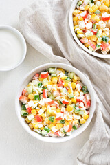 Russian style imitation crab salad