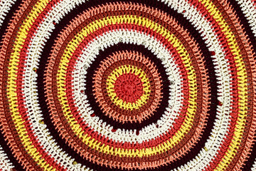 crocheted hand made canvas with strips