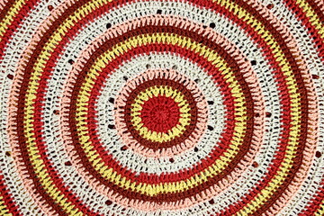 crocheted hand made canvas with strips