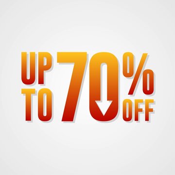 Special offer up to 70 percent discount, Banner template design with red text isolated on white background, special offer sales promotion. vector template illustration