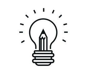Creative idea light bulb and pen symbols vector illustration isolated on white background.
