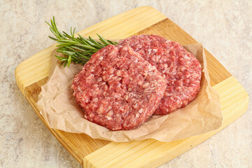 Raw beef burger cutlet for grill