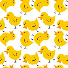 Cute cartoon yellow chicken seamless pattern for fabrics and textiles and packaging and gifts and cards and kids