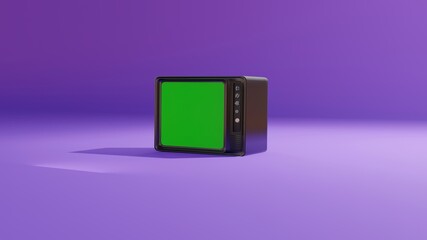 old retro handheld game console with green screen instead of screen on illuminated background 3d illustration of television From 90s