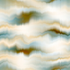 Wavy summer dip dye boho background. Wet ombre color blend for beach swimwear, trendy fashion print. Dripping wave digital watercolor swirl effect. High resolution seamless pattern art material. © Nautical