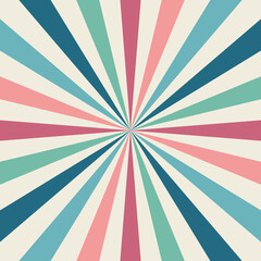 Abstract Starburst, or Sunburst Backdrop in Beige, Blue, Green, Red, Pink and Light-Blue Colors. Abstract Colorful Sunlight Design Wallpaper for Template Banner Social Media Advertising