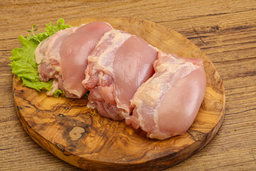 Raw chicken boneless and skinless leg