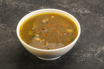Lentil soup with chicken and vegetables
