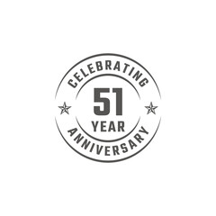 51 Year Anniversary Celebration Emblem Badge with Gray Color for Celebration Event, Wedding, Greeting card, and Invitation Isolated on White Background