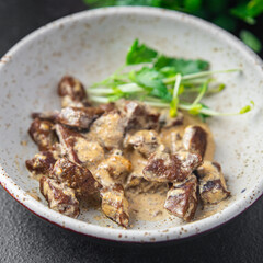 beef liver cream sauce offal meal food snack copy space food background rustic 