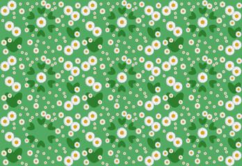 Chamomile meadow with hearts instead of leaves, pattern