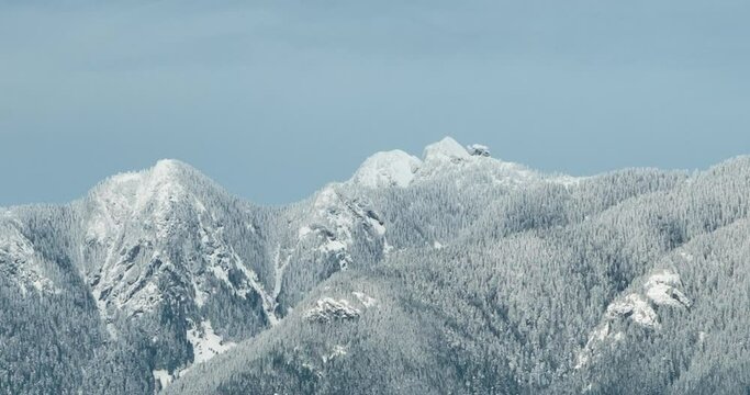 Timelapse video of snowy mountain landscape in Vancouver, Canada